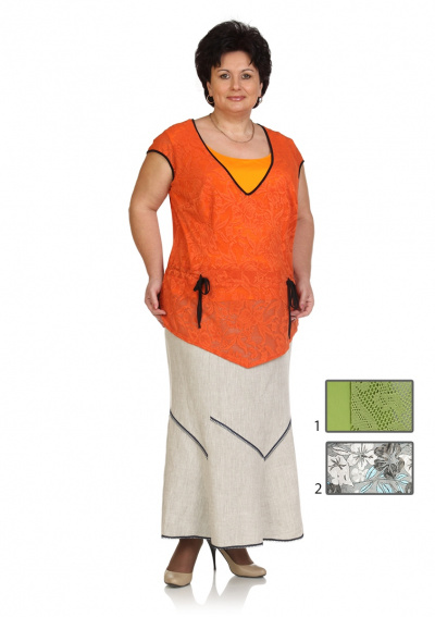 Длинная туника, майка и юбка из вискозы и льна Classic Moda 392 - фото 1