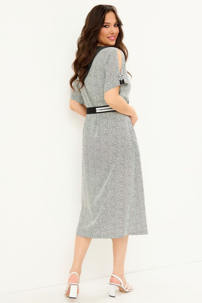 Элегантное платье из вискозы с съемным воротником Магия моды 2075 черный+белый. - фото 2