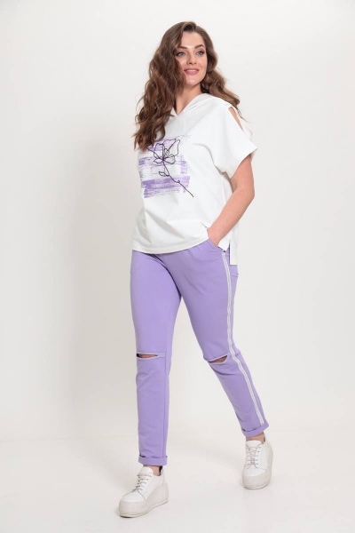 Брюки, свитшот TAiER 1106 молоко-лаванда - фото 3