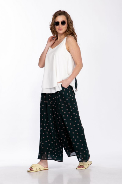 Летний костюм блуза и кюлоты свободного силуэта Belinga 2253 зеленый - фото 5