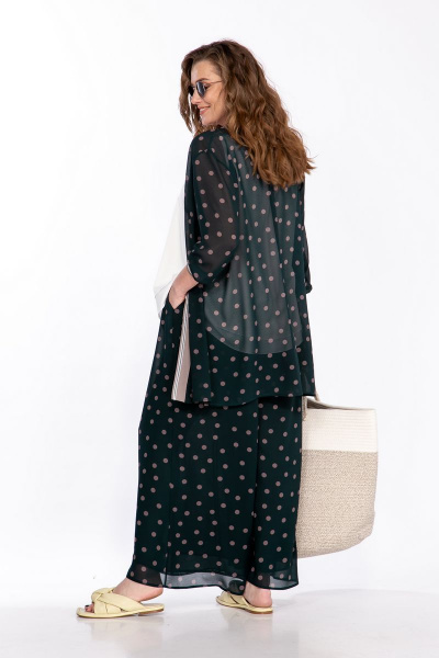 Летний костюм блуза и кюлоты свободного силуэта Belinga 2253 зеленый - фото 4