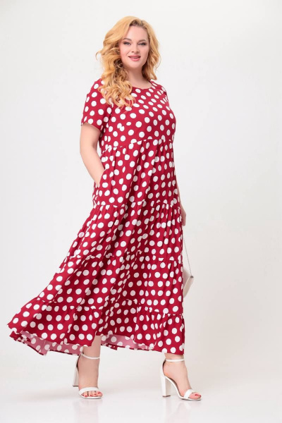 Платье Swallow 560 бордовый_в_белые_горохи - фото 6
