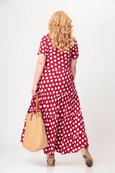 Платье Swallow 560 бордовый_в_белые_горохи - фото 2