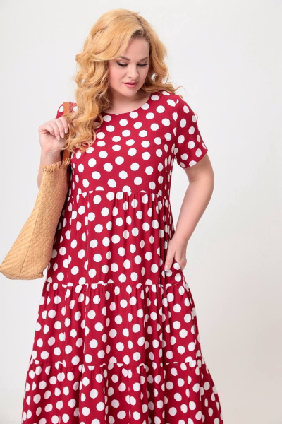 Платье Swallow 560 бордовый_в_белые_горохи - фото 4