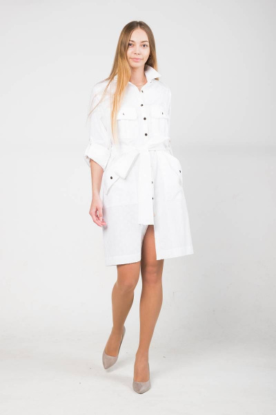 Платье прямое из хлопка с нагрудными карманами и поясом Shymoda 311-22 - фото 2