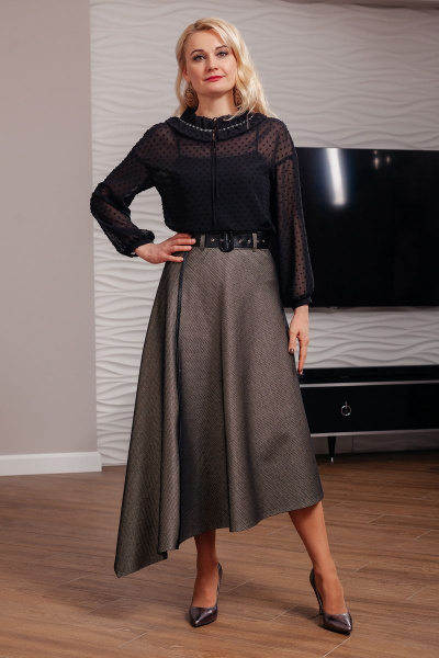 Блуза в стиле нарядной сетки с воротовой стойкой MadameRita 5.003 - фото 4