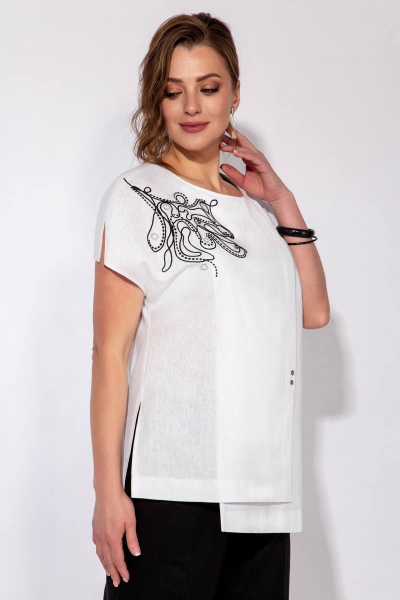 Блуза, брюки Olegran 3899 белый+черный - фото 3