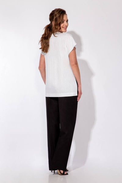 Блуза, брюки Olegran 3899 белый+черный - фото 2