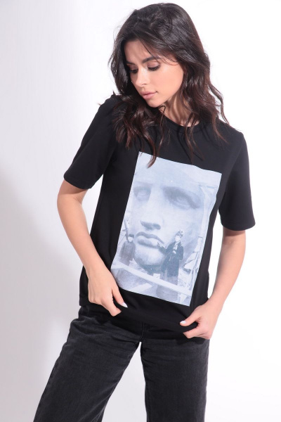 Летний хлопковый джемпер с сублимацией и укороченным рукавом HIT 2016 черный - фото 4