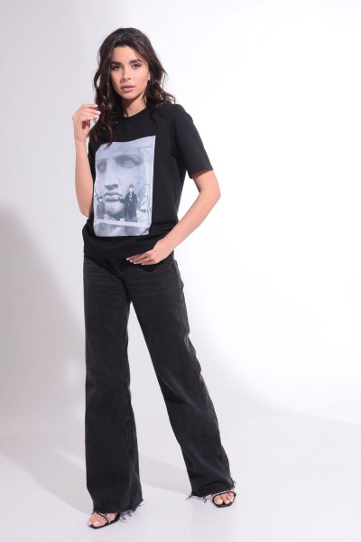 Летний хлопковый джемпер с сублимацией и укороченным рукавом HIT 2016 черный - фото 3