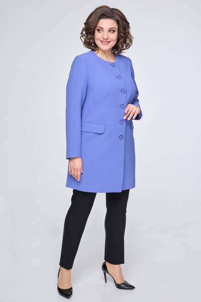 Плащ демисезон прямого кроя на пуговицах Zlata 4418 голубой - фото 1