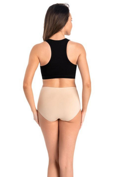 Трусы-слип с высокой талией из кружева и хлопка Teyli 1122 бежевый - фото 2