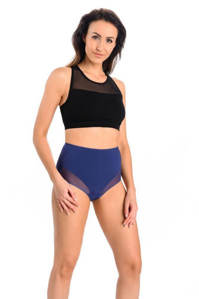 Трусы-слип с декоративными вставками из кружева и трикотажа Teyli 1123 джинс - фото 1