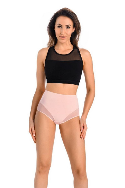 Трусы с высокой линией талии из трикотажа и кружева Teyli 1123 пудра_розы - фото 2