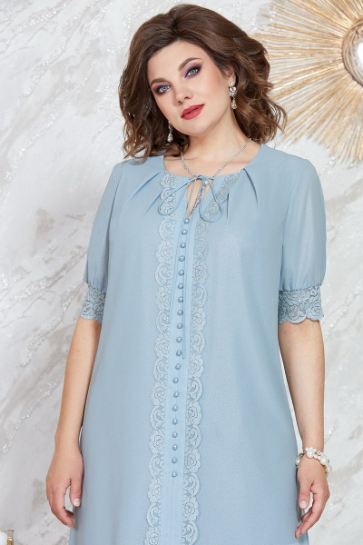 Нарядное платье из шифона с кружевом и складками Mira Fashion 5113 - фото 2