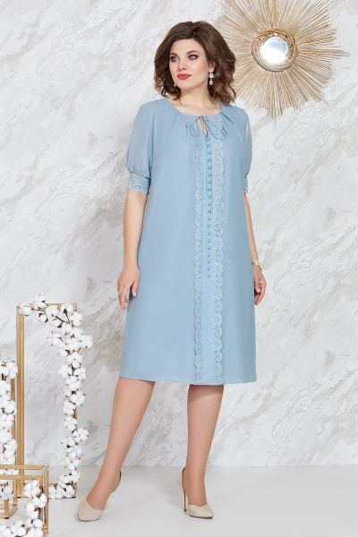 Нарядное платье из шифона с кружевом и складками Mira Fashion 5113 - фото 1