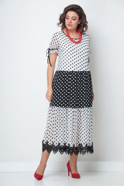 Платье из шифона с кружева и воланами на лето Solomeya Lux 585 - фото 4