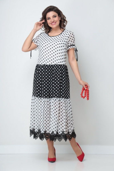 Платье из шифона с кружева и воланами на лето Solomeya Lux 585 - фото 1