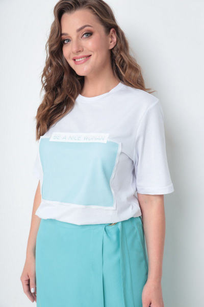 Брюки, майка Michel chic 1304 белый-бирюза - фото 5