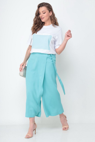 Брюки, майка Michel chic 1304 белый-бирюза - фото 2