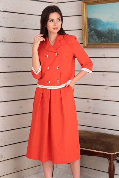 Жакет, юбка Viola Style 2661 красный - фото 3