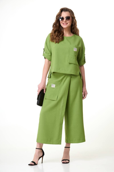 Блуза, кюлоты Taita plus 2216/7 зелень - фото 4