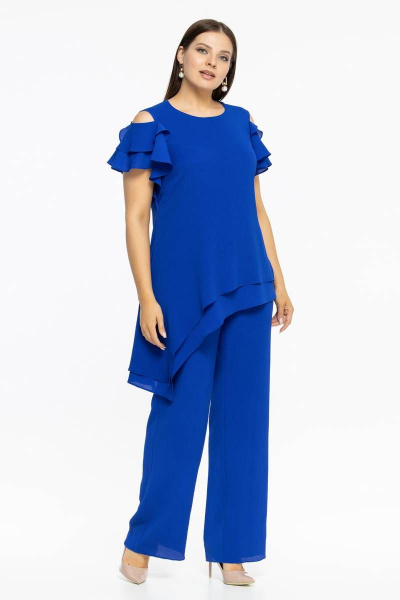 Эффектный брюки и асимметричная туника для праздничного образа Effect-Style 827 васильковый - фото 7