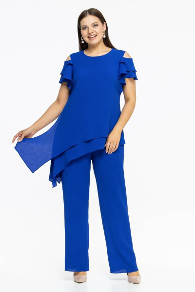 Эффектный брюки и асимметричная туника для праздничного образа Effect-Style 827 васильковый - фото 6
