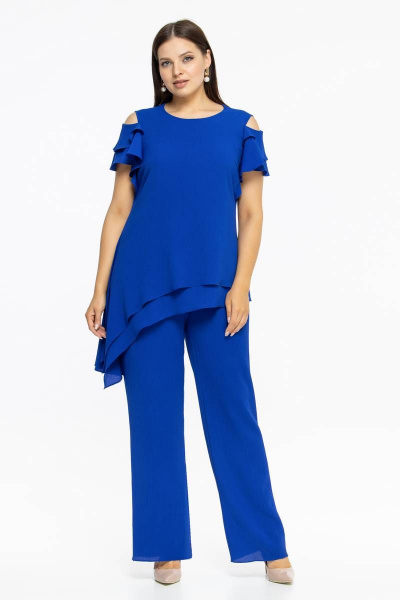 Эффектный брюки и асимметричная туника для праздничного образа Effect-Style 827 васильковый - фото 2
