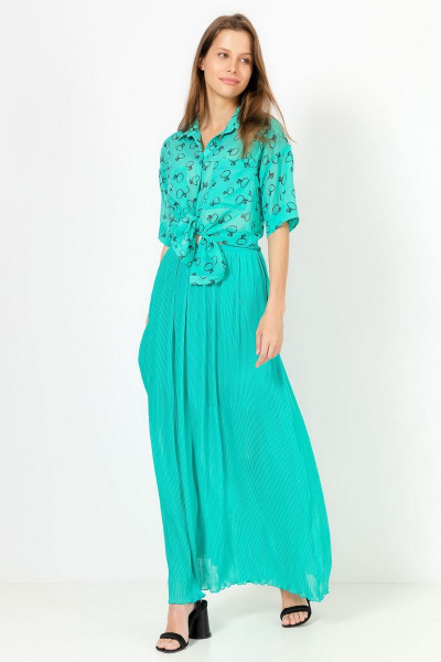 Бирюзовая юбка из текстиля на лето на каждый день Lakbi 22213юб бирюза - фото 1