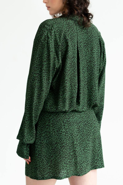 Платье из вискозы с пуговицами, карманами и отрезным поясом JRSy 2141 леопард - фото 3