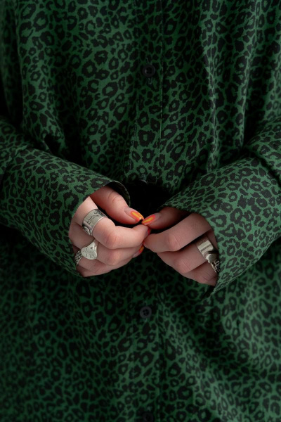 Платье из вискозы с пуговицами, карманами и отрезным поясом JRSy 2141 леопард - фото 4