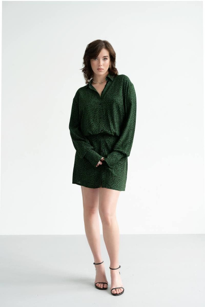 Платье из вискозы с пуговицами, карманами и отрезным поясом JRSy 2141 леопард - фото 1