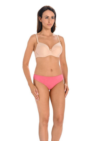 Трусы слип из трикотажа и хлопка со средней талией Teyli 136 коралл - фото 1