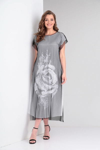 Платье Диомант 1183 белый+черный - фото 3