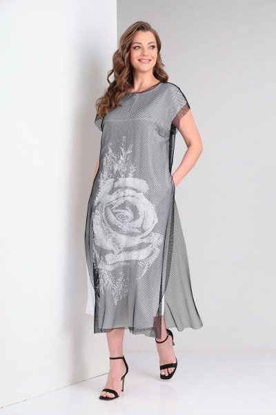 Платье Диомант 1183 белый+черный - фото 2