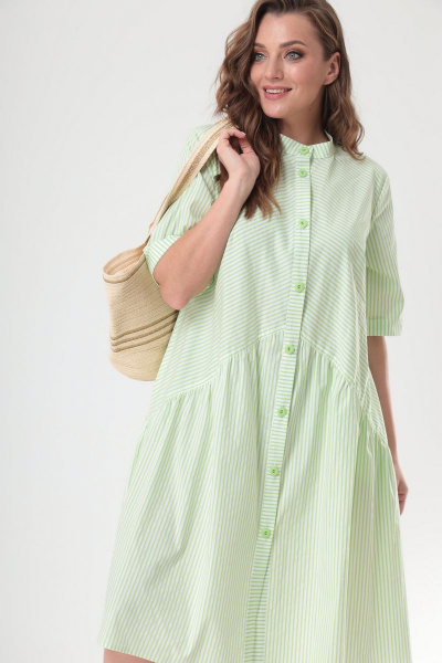 Платье ANASTASIA MAK 1032а полоска_салатовая - фото 3