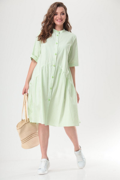 Платье ANASTASIA MAK 1032а полоска_салатовая - фото 2