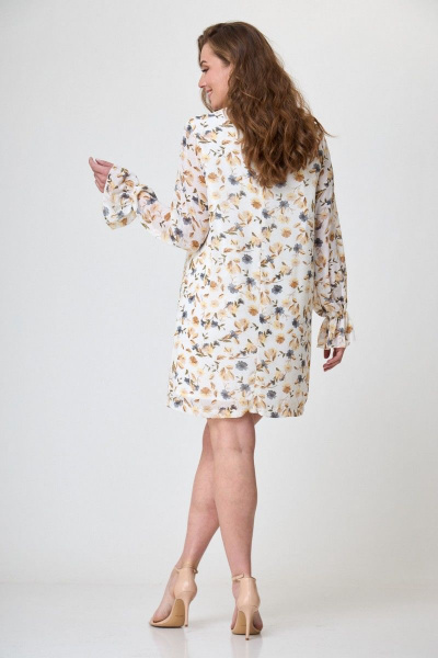 Белое коктейльное платье с рюшами и длинными рукавами Anelli 1013 амирантовый - фото 7