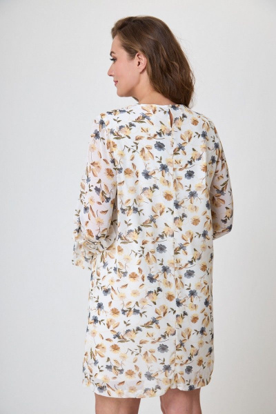 Белое коктейльное платье с рюшами и длинными рукавами Anelli 1013 амирантовый - фото 6