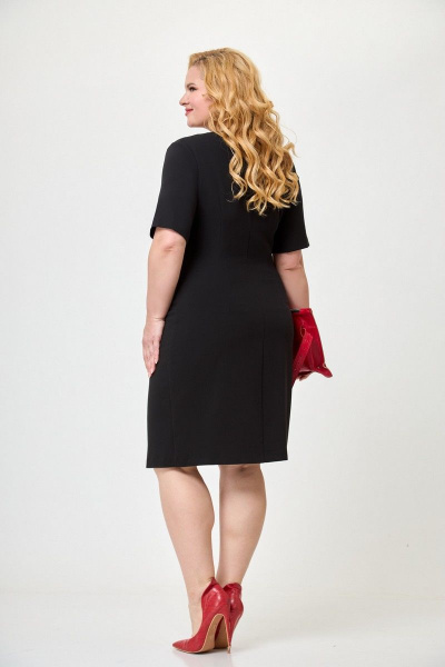Черное классическое платье с лацканами и карманами Anelli 333 лакричный - фото 4