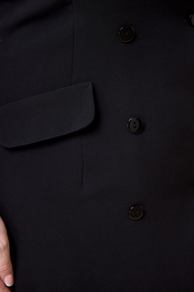 Черное классическое платье с лацканами и карманами Anelli 333 лакричный - фото 3