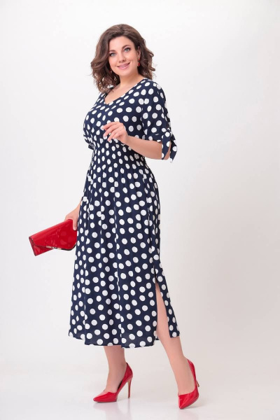 Платье Swallow 567 темно-синий_в_белый_горох - фото 5