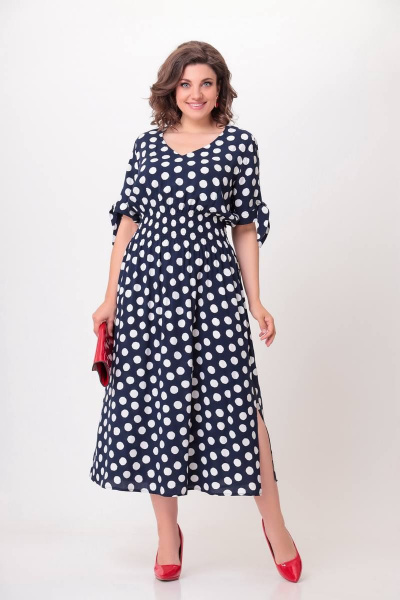 Платье Swallow 567 темно-синий_в_белый_горох - фото 4