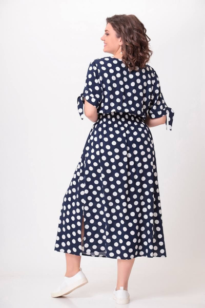 Платье Swallow 567 темно-синий_в_белый_горох - фото 3