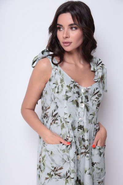 Платье Michel chic 2009 серый-цветы - фото 2