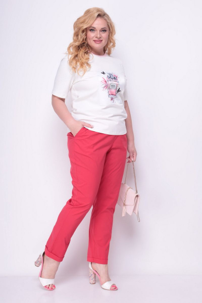 Брюки, майка Michel chic 1301 белый-розовый - фото 2