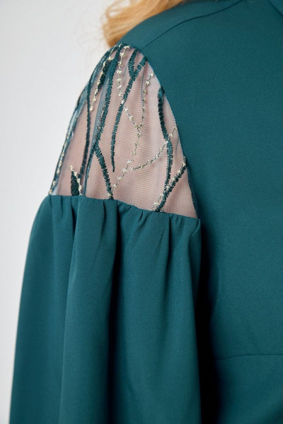 Блуза с кружевными рукавами и полосками из вискозы Anelli 997 зеленый_дымчатый - фото 3