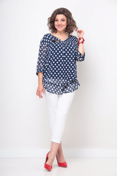 Летний комплект блузы и топа из шифона с воланом Solomeya Lux 924 - фото 9