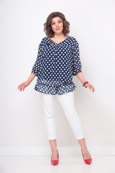 Летний комплект блузы и топа из шифона с воланом Solomeya Lux 924 - фото 8